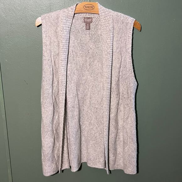 Chicos Cable Knit Sweater Vest grey Open Front Cardigan Size 3 - Picture 2 of 5